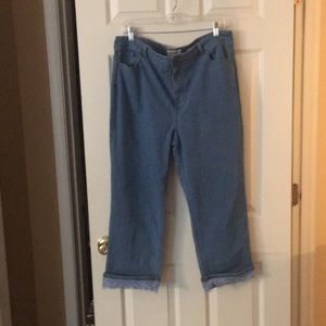 LOGO crop jeans with lace cuff